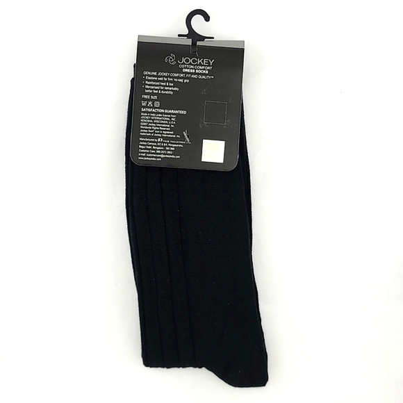 ⭐️3/ $30⭐️ New Jockey Men's Black Cotton Dress Socks Reinforced Heel Toe - Picture 2 of 5
